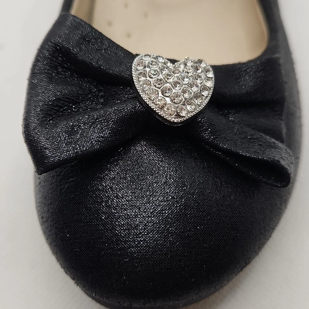 DREAM PAIRS Mary Jane Shoes Heart Rhinestone Front Bow Ballerina Flats Size 12
